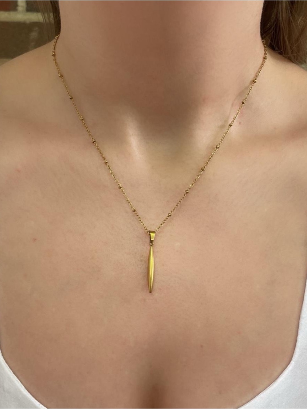 Gold-tone Spike Pendant Necklace